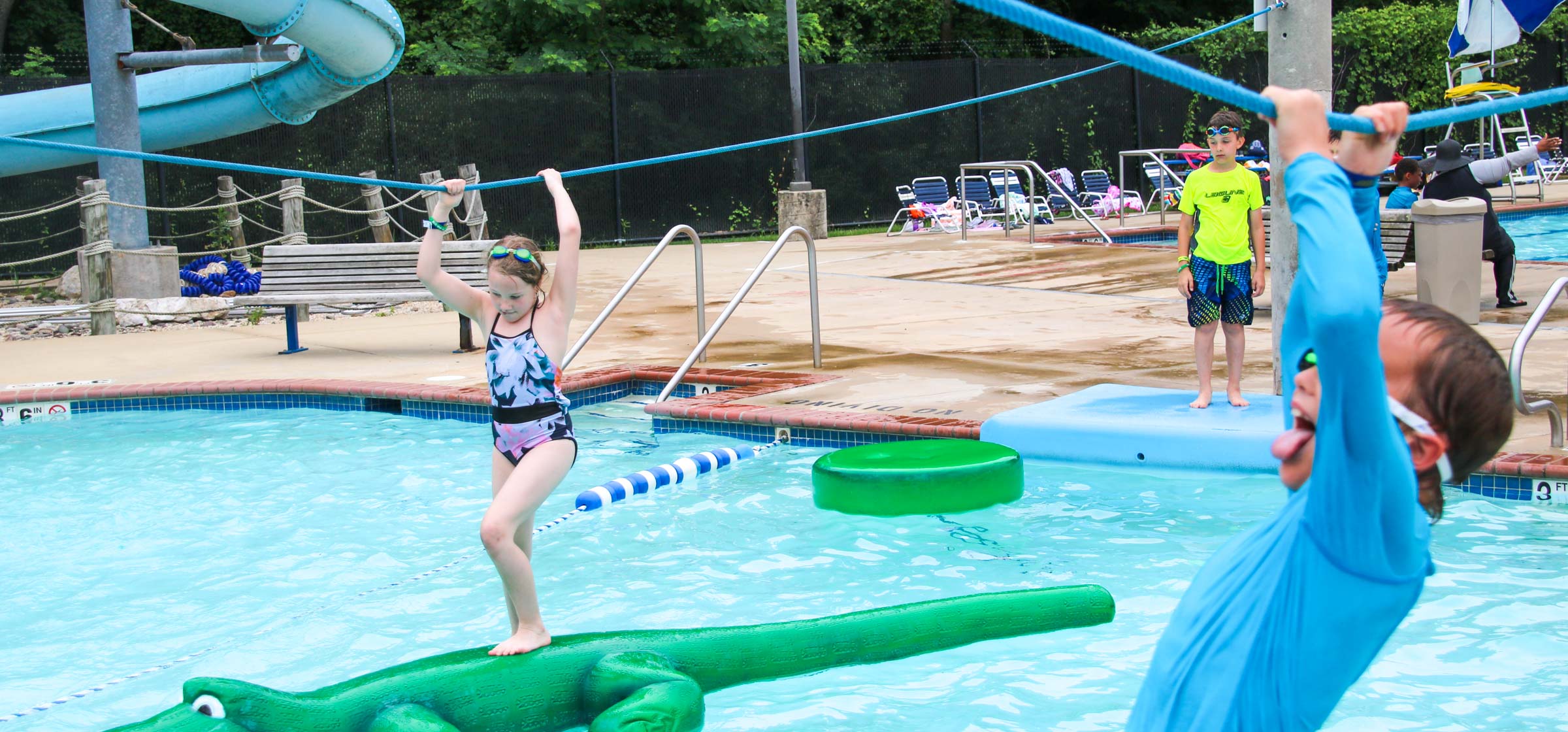 Campers playing at a waterpark