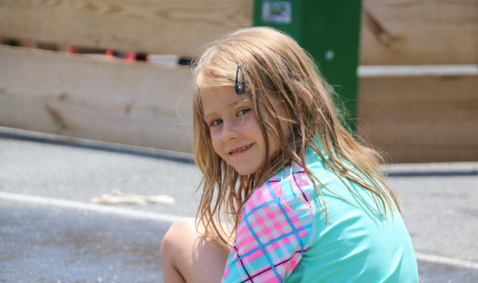 Camper playing in the playground